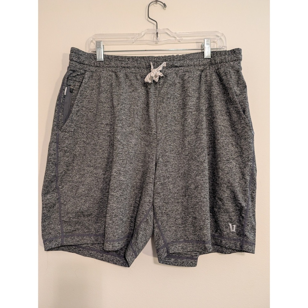 Vuori Ponto Performance Shorts Light Gray Zip Pocket Drawcord Mens XL 8" Inseam